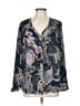 Black Rainn 100% Polyester Paisley Gray Long Sleeve Blouse Size L - photo 1