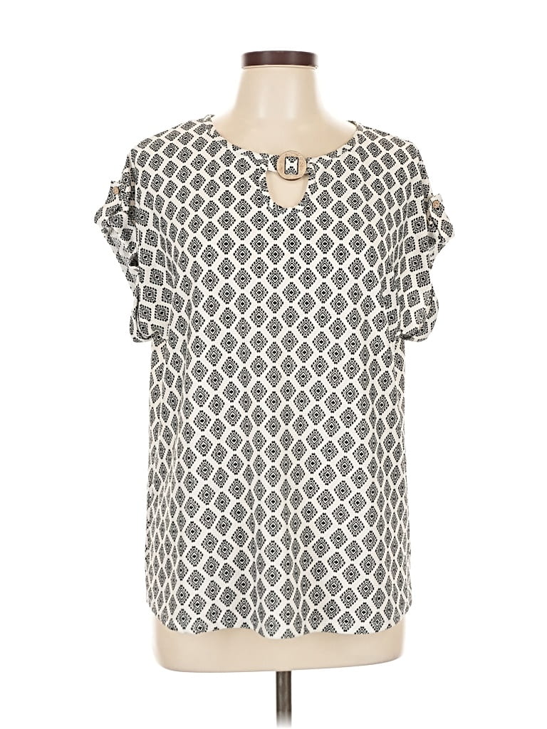 Pre-owned Juniper + Lime Short Sleeve Blouse In Silver