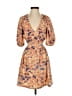 Open Edit 100% Polyester Print Tan Cocktail Dress Size XS - photo 1