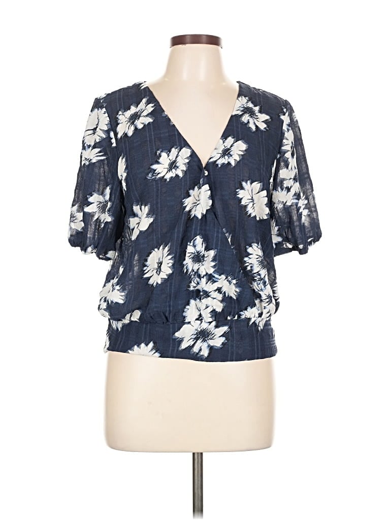 Pre-owned Mason & Belle Short Sleeve Blouse In Blue