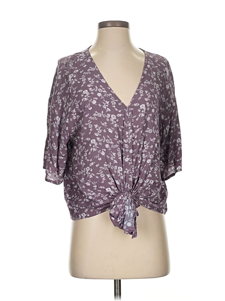 Pre-owned Luq 3/4 Sleeve Blouse In Purple
