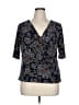 George Black Blue 3/4 Sleeve Blouse Size XL - photo 1