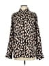 Topshop 100% Polyester Print Black Long Sleeve Blouse Size 4 - photo 1