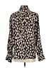Topshop 100% Polyester Print Black Long Sleeve Blouse Size 4 - photo 2