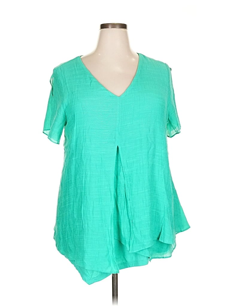 Pre-owned Avenue Short Sleeve Blouse In Green