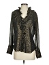 Rachel Roy 100% Polyester Animal Print Black Long Sleeve Blouse Size 4 - photo 1