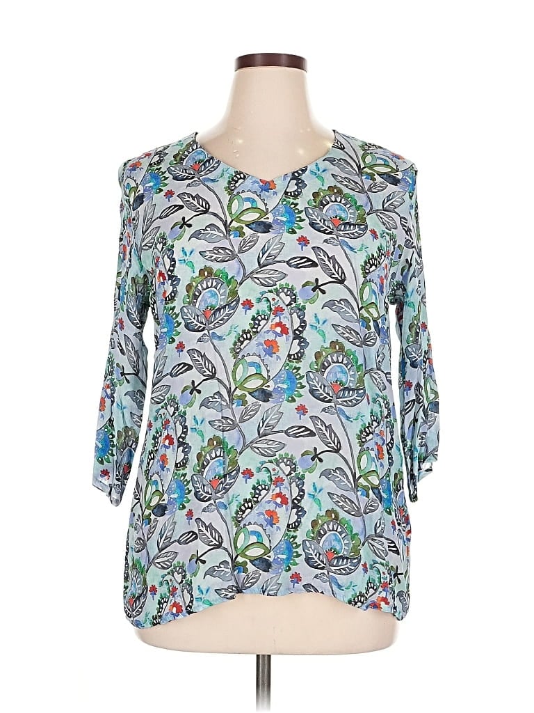 Pre-owned Apny 3/4 Sleeve Blouse In Blue