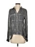 Element 100% Viscose Metallic Gray Long Sleeve Button-Down Shirt Size 0 - photo 1