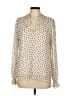 Assorted Brands 100% Polyester Polka Dots Ivory Long Sleeve Blouse Size L - photo 1