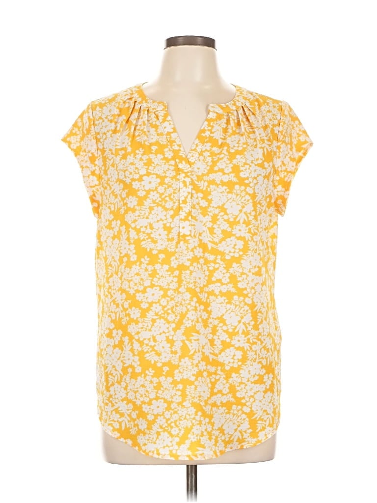 Pre-owned Fun2fun Short Sleeve Blouse In Yellow
