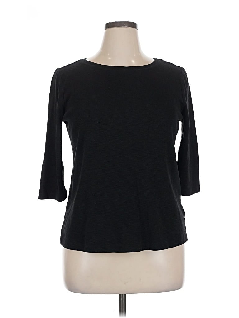 Pre-owned Nic + Zoe 3/4 Sleeve T-shirt In Black
