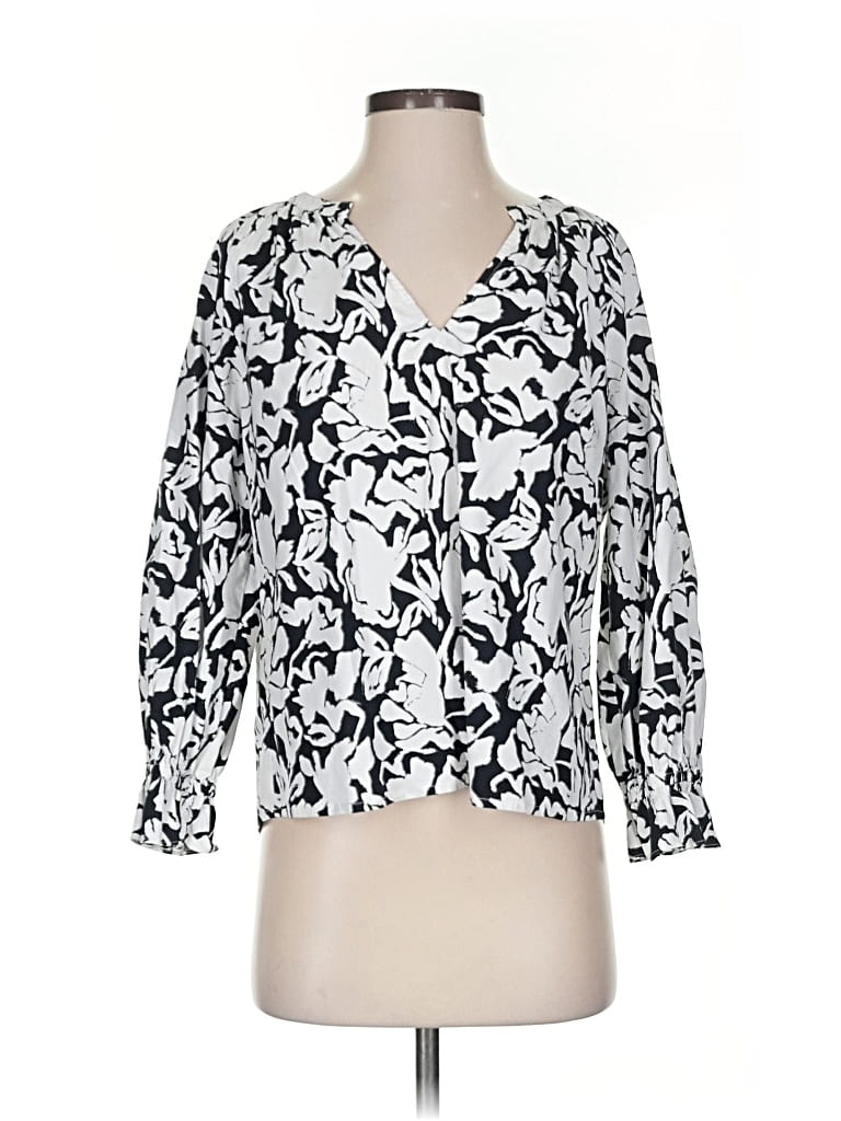 Pre-owned Evereve 3/4 Sleeve Blouse In White