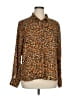 Ichi 100% Polyester Animal Print Orange Tan Long Sleeve Blouse Size XL - photo 1