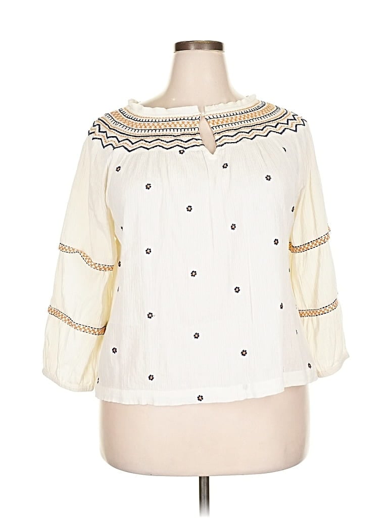 Pre-owned Ultra Pink 3/4 Sleeve Blouse In White