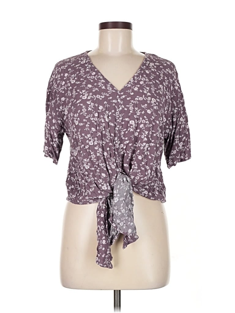 Pre-owned Luq Short Sleeve Blouse In Purple