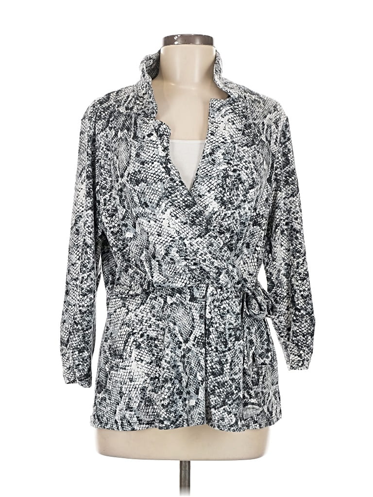 Pre-owned Perseption Concept Cardigan Sweater In Silver