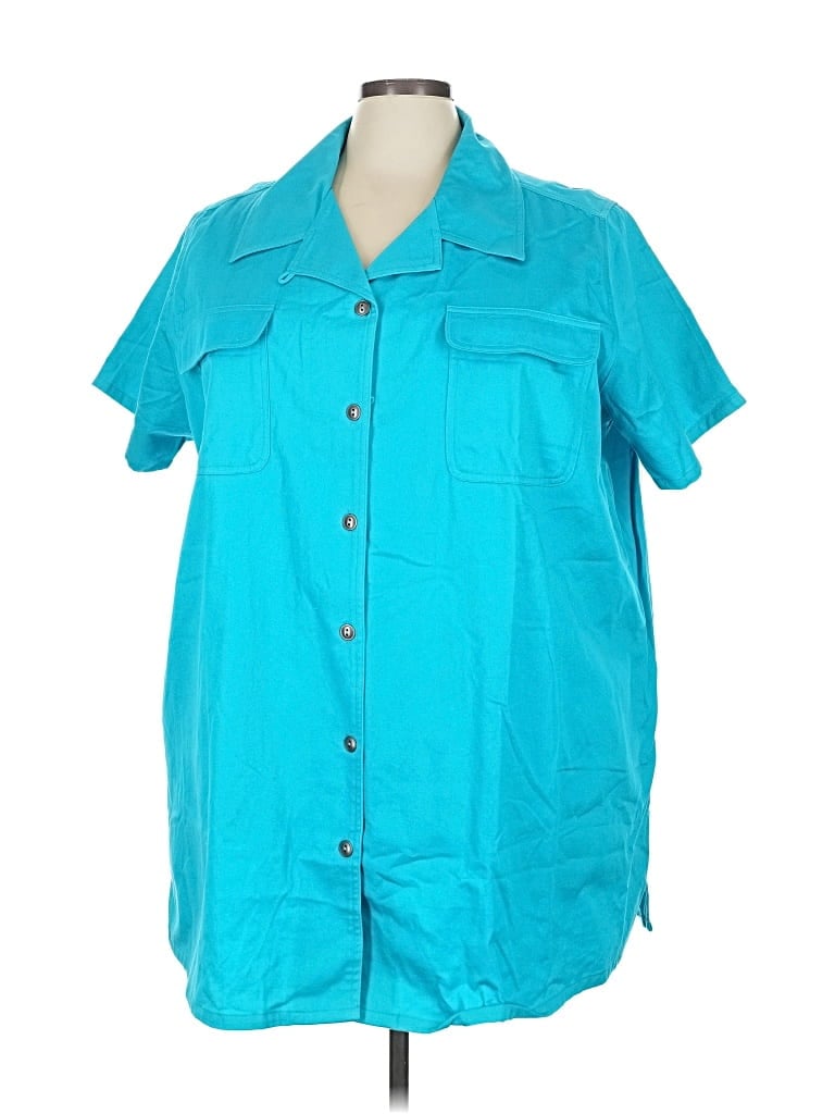 Pre-owned Denim 24/7 Short Sleeve Button Down Shirt In Blue