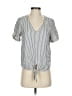 Madewell 100% Viscose Stripes Silver Blue Short Sleeve Blouse Size S - photo 1