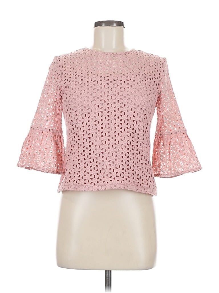 Pre-owned Love, Bonito 3/4 Sleeve Top Pink Square Neckline Tops