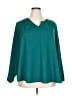 Lane Bryant 100% Polyester Teal Long Sleeve Blouse Size 18 - photo 1