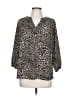 Dana Buchman 100% Polyester Animal Print Black 3/4 Sleeve Blouse Size L - photo 1