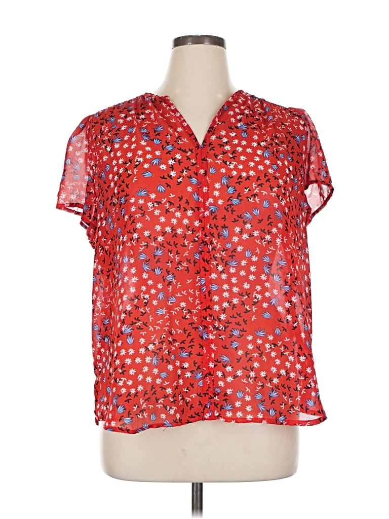 Pre-owned Fun2fun Short Sleeve Blouse In Red