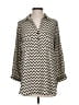 Pleione 100% Polyester Chevron-herringbone Ivory 3/4 Sleeve Blouse Size XS - photo 1