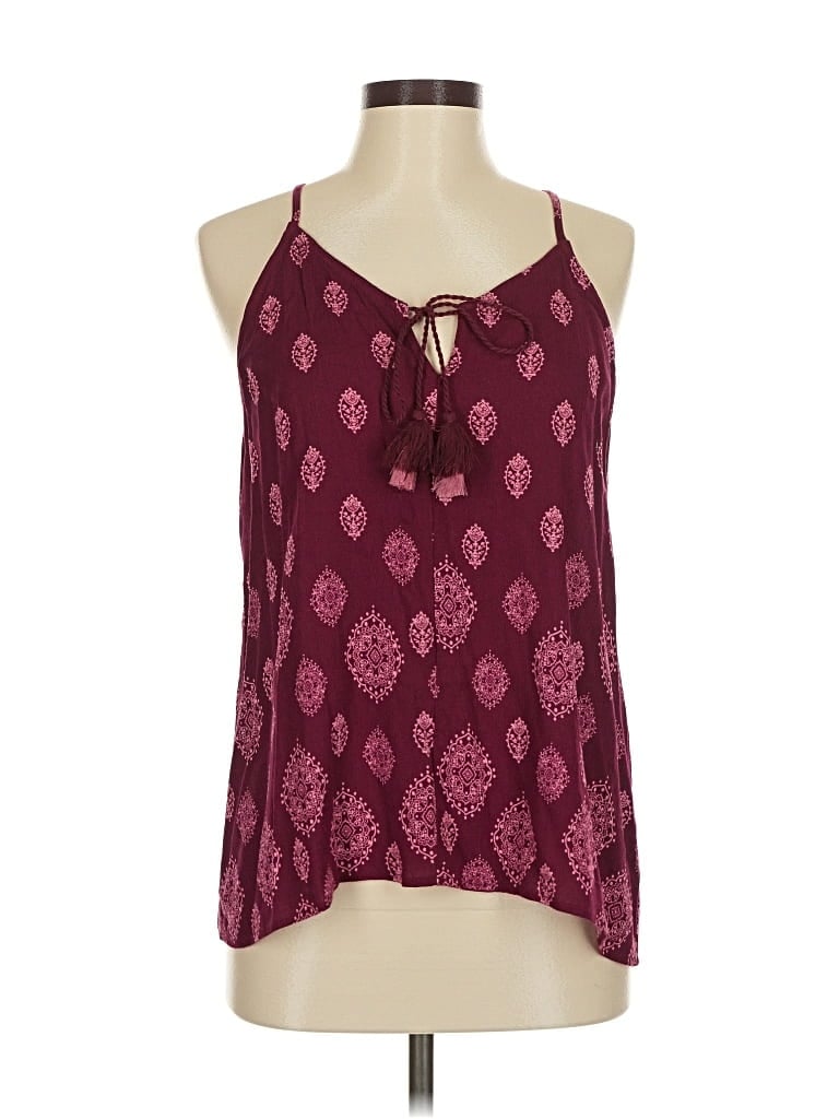 Pre-owned Luq Sleeveless Blouse In Burgundy
