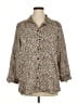 Insight 100% Rayon Animal Print Brown 3/4 Sleeve Button-Down Shirt Size XL - photo 1