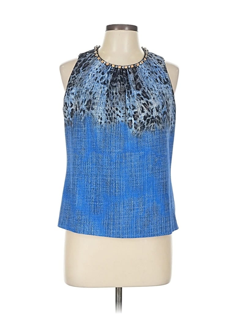 Pre-owned Per Se By Carlisle Sleeveless Blouse In Blue