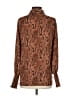 Express 100% Polyester Animal Print Brown Long Sleeve Blouse Size S - photo 2