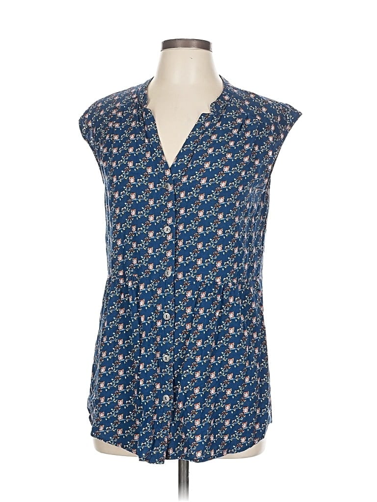 Pre-owned Fun2fun Sleeveless Button Down Shirt In Blue