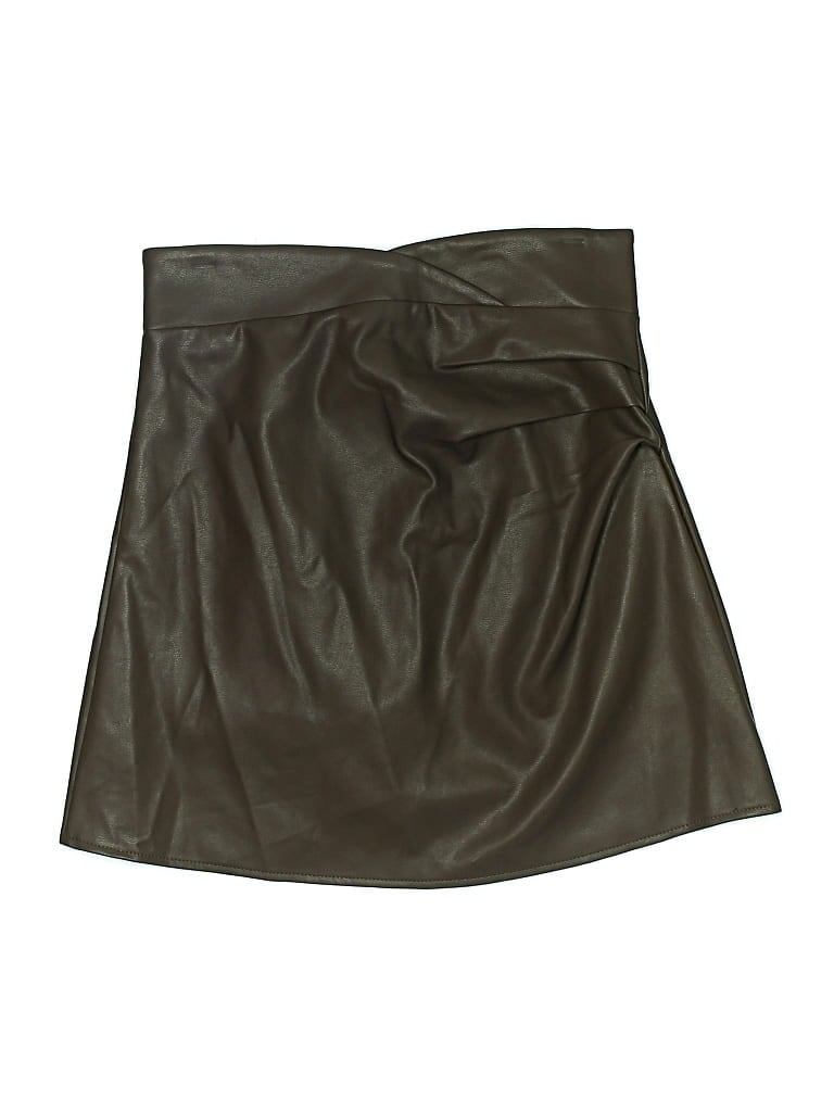 Commense Faux Leather Skirt In Brown