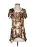 DressBarn Brown Short Sleeve Blouse Size S - photo 1