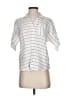 Garnet Hill Stripes Silver Short Sleeve Blouse Size 4 - photo 1