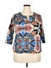 Rafaella 100% Cotton Paisley Blue Cardigan Size 2X - photo 1