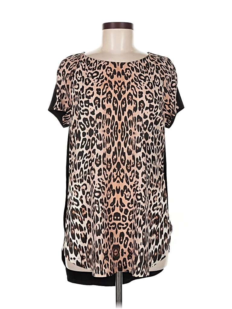 Pre-owned Black Label By Chico's Short Sleeve Blouse In Black