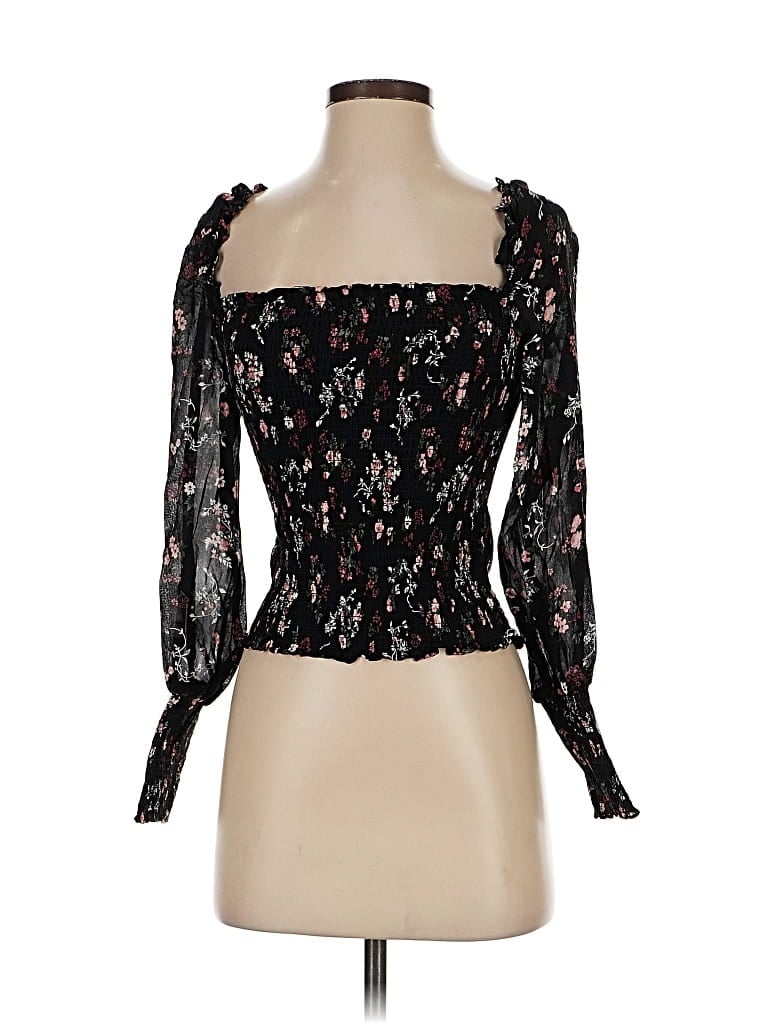 Pre-owned Reformation 3/4 Sleeve Blouse In Black