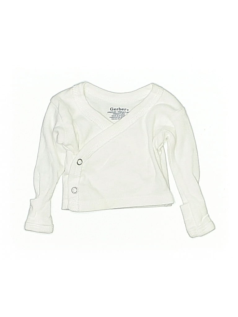 Pre-owned Gerber Babies' Long Sleeve T-shirt In White