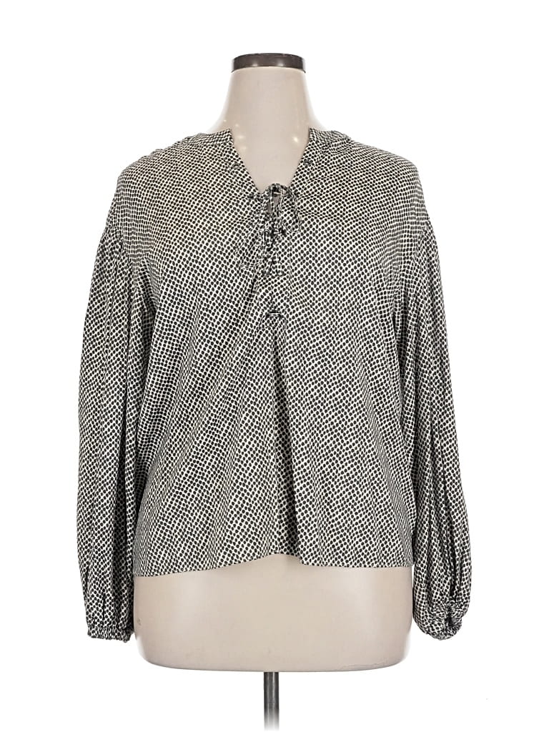 Pre-owned Worthington Long Sleeve Blouse In Gray
