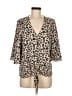Unbranded Animal Print Tan 3/4 Sleeve Blouse Size M - photo 1