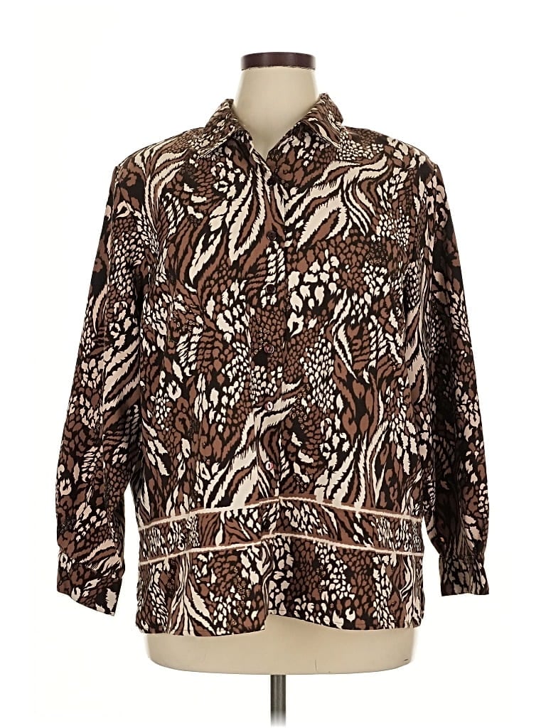 Pre-owned Bonworth Long Sleeve Blouse In Brown