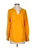 Talbots 100% Rayon Polka Dots Yellow Long Sleeve Blouse Size S - photo 1
