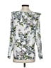 Banana Republic 100% Polyester Silver White Long Sleeve Blouse Size S - photo 2
