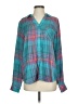 Michael Stars 100% Rayon Plaid Teal Long Sleeve Blouse Size Sm (0) - photo 1