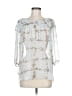 LC Lauren Conrad 100% Polyester Silver 3/4 Sleeve Blouse Size M - photo 1