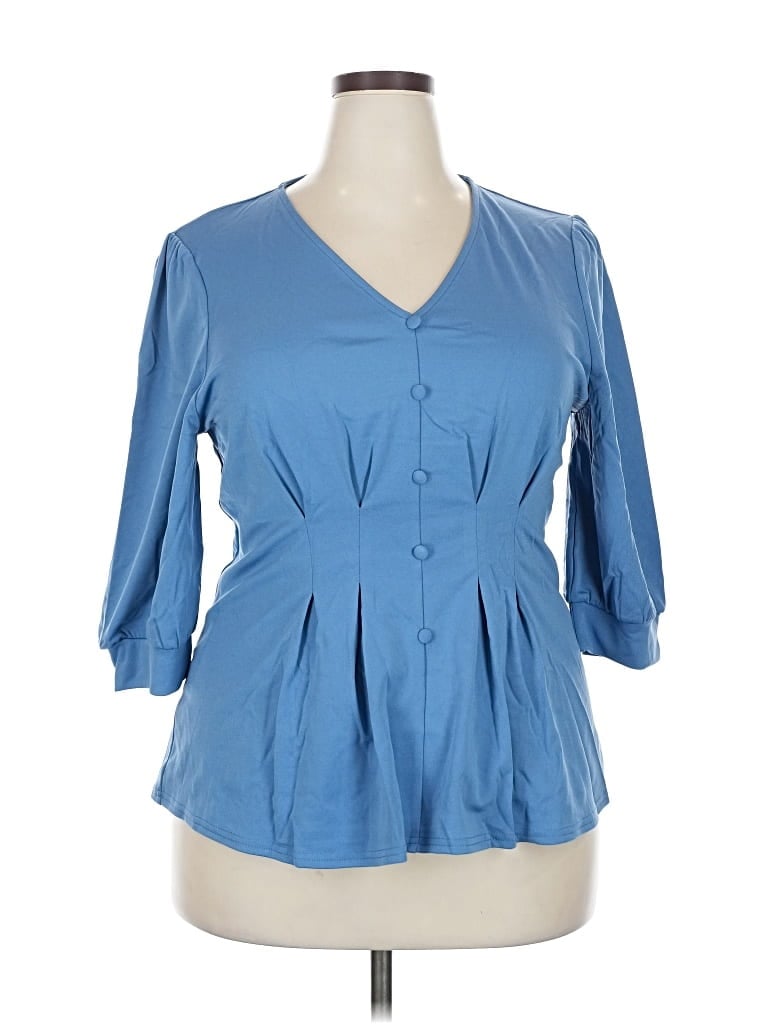 Grace Karin 3/4 Sleeve Blouse In Blue