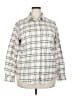 Lands' End 100% Cotton Plaid Ivory Long Sleeve Button-Down Shirt Size 18 - photo 1