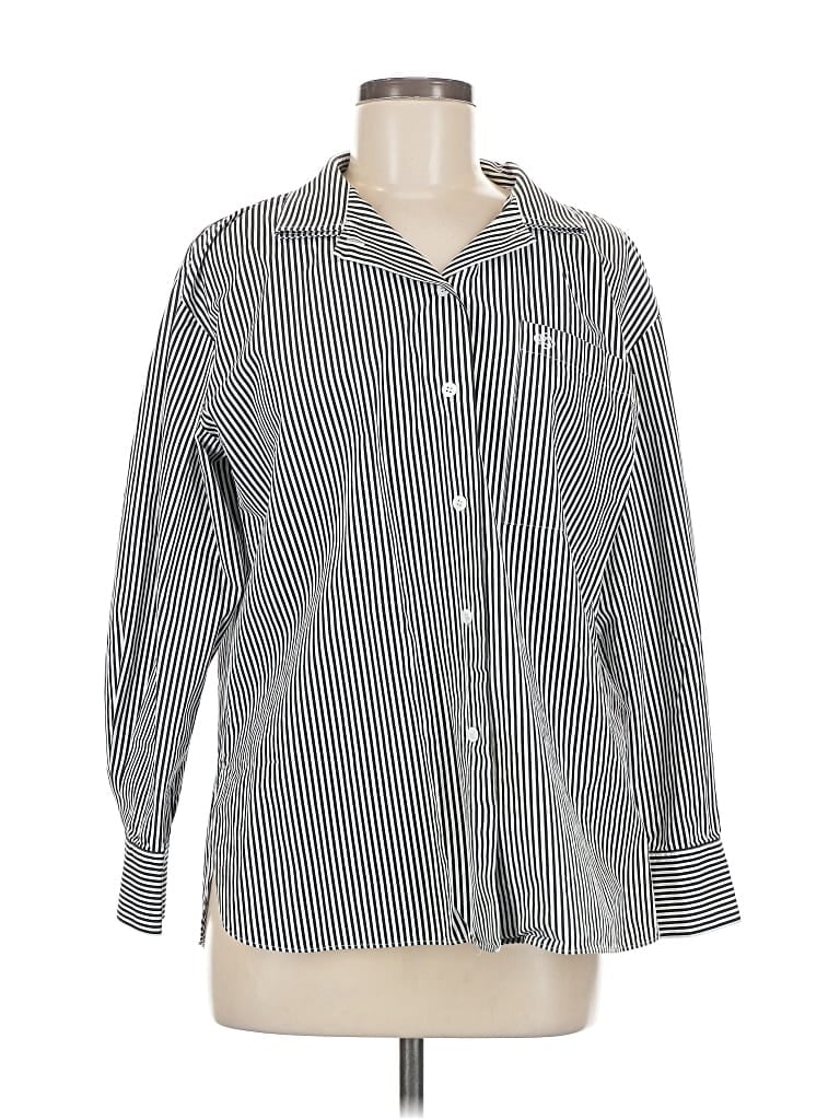 Pre-owned Lafayette 148 Long Sleeve Button Down Shirt In Gray