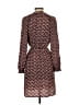 Ann Taylor 100% Polyester Print Brown Casual Dress Size XS - photo 2